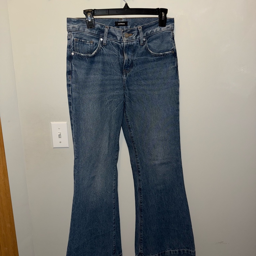 Express Blue Flare Wide Leg Jeans